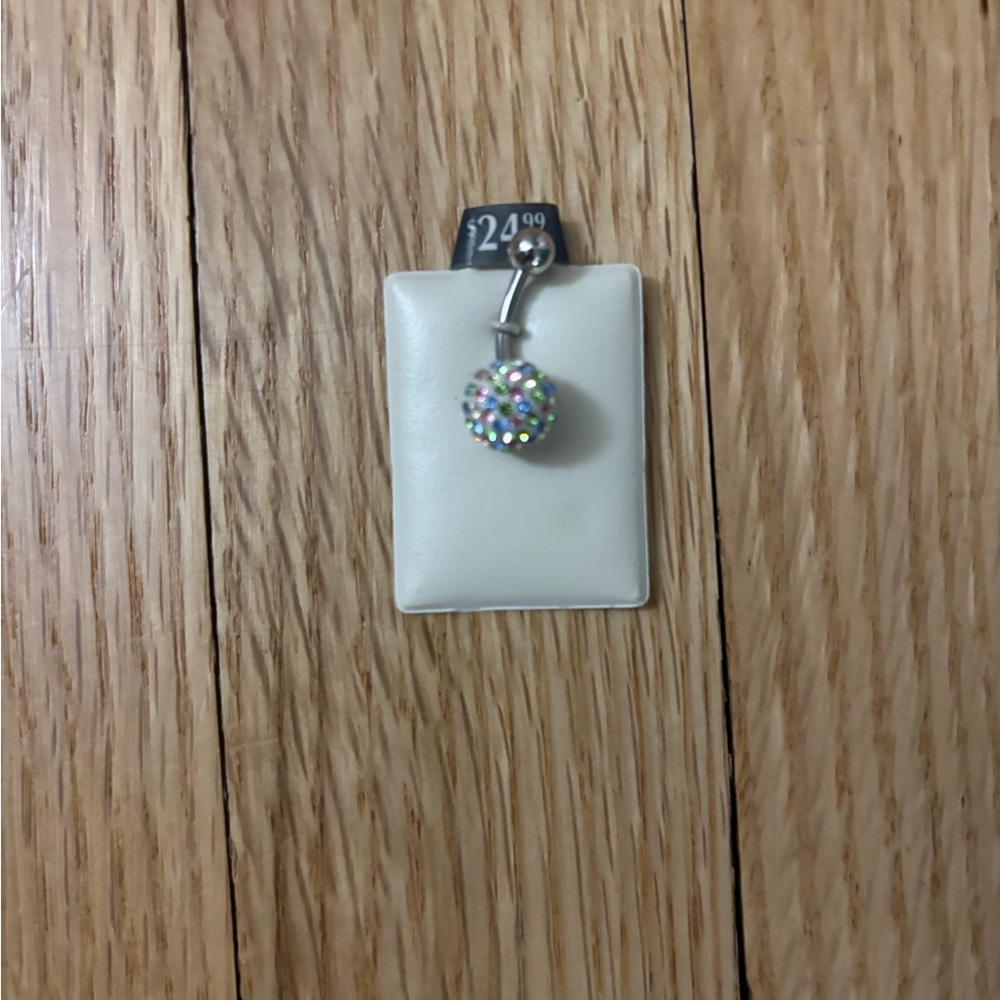 Silver and Multicolor Belly Button Ring